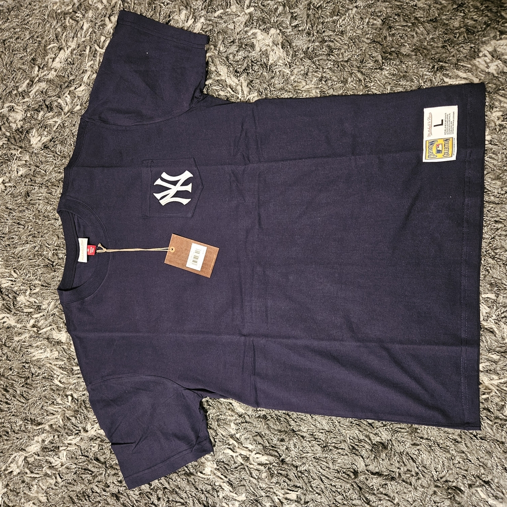 New York Yankees Mitchell & Ness Premium Pocket T-Shirt Navy Size Large